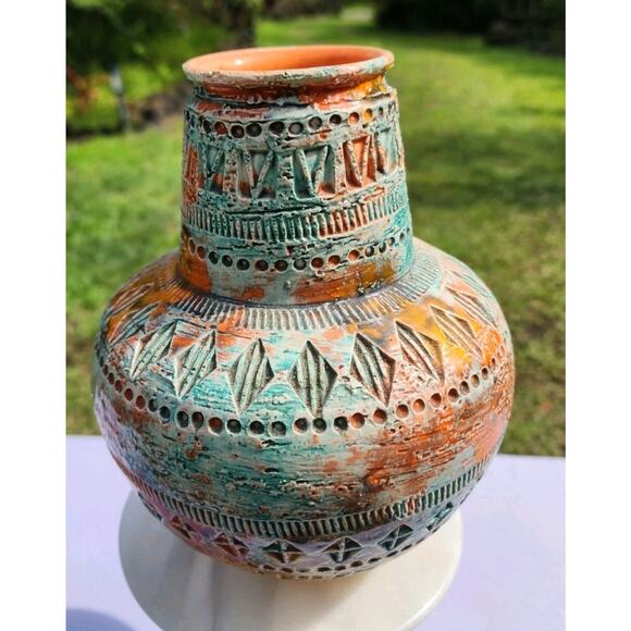 Aldo Londi Italian MCM Art Pottery Vase Rosenthal Bitossi Design SUNSET - Picture 8 of 11